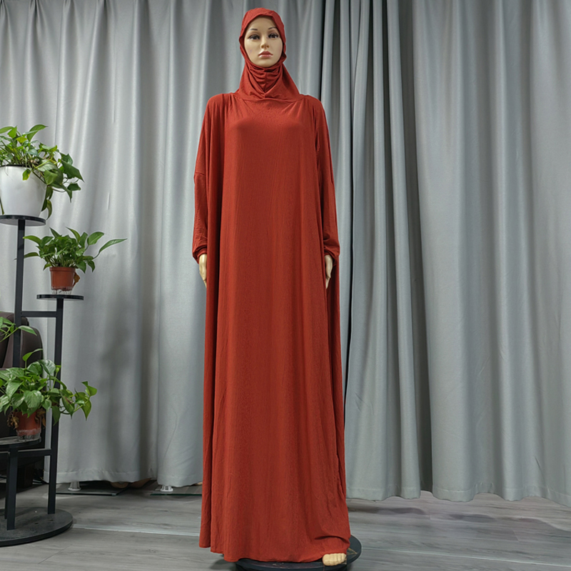New fashionable and best-selling women's large-sized Muslim hooded robe printed solid color Middle Eastern European and American long dress hooded Application Scenario