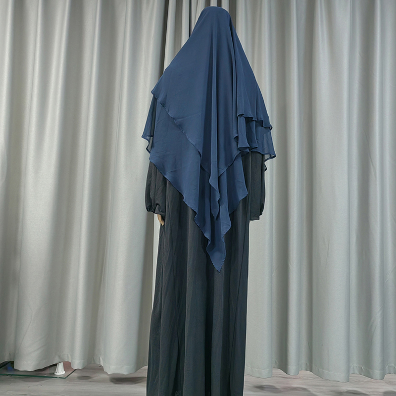 Nuevo crossover fábrica directa musulmán color sólido chiffon hijab frente dos atrás dos estilo largo moda en europa y américa nuevo estilo multicolor mujeres hijab 2+2 doble plisado diseño hijab Application Scenario