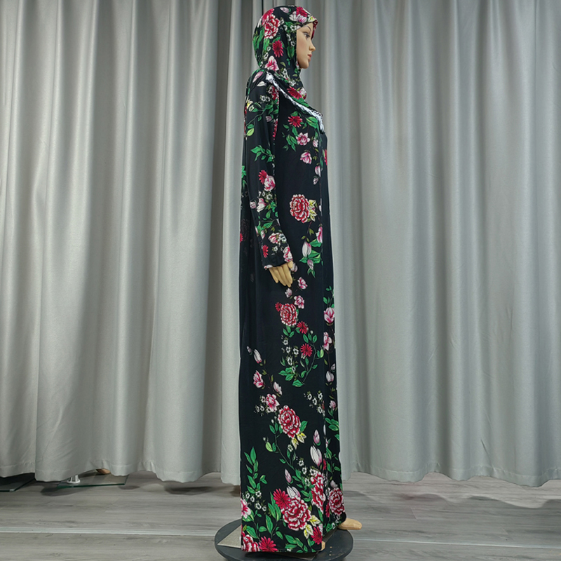 Factory wholesale best-selling hooded printed plus-size women's fashionable and trendy daily ethnic style long robe dress with lace details Picture