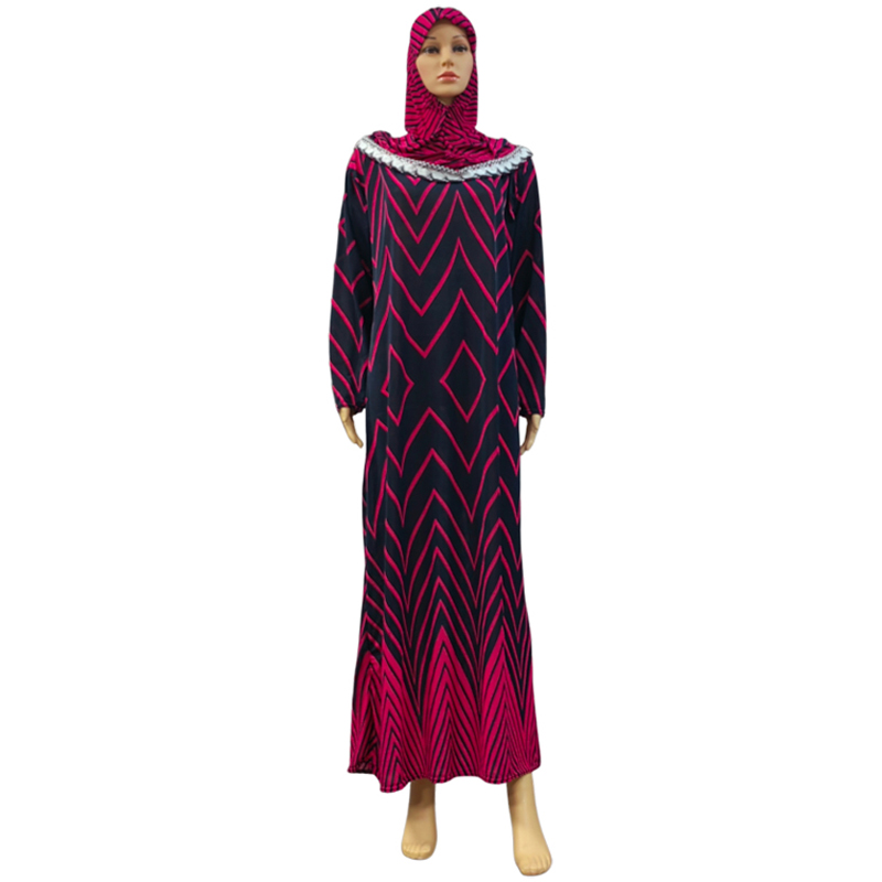 Factory wholesale best-selling hooded printed plus-size women's fashionable and trendy daily ethnic style long robe dress with lace Item Picture