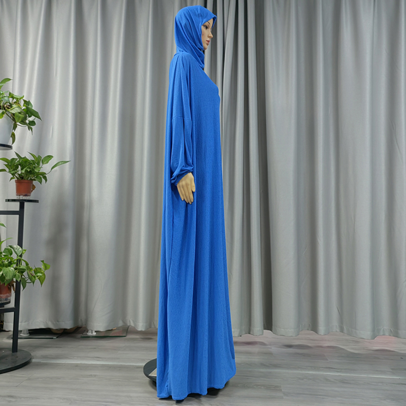 New fashionable and best-selling women's large-sized Muslim hooded robe with printed solid color, Middle Eastern, European and American long dress hooded solid color hooded daily low-key Application Scenario