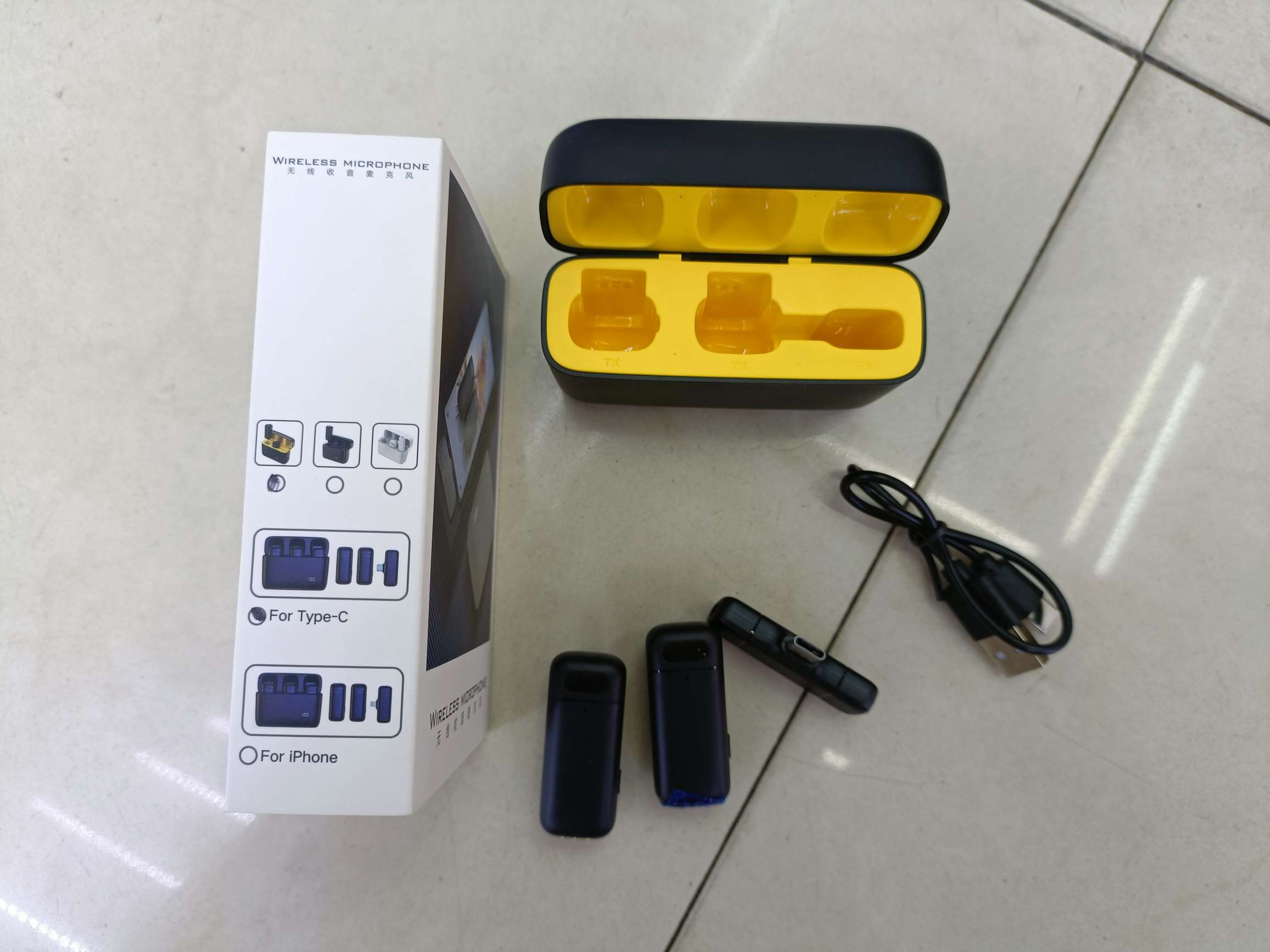 K6 One-tow two-TYPE-C interface lapel microphone Digital display cockpit charging lapel microphone Specification drawing
