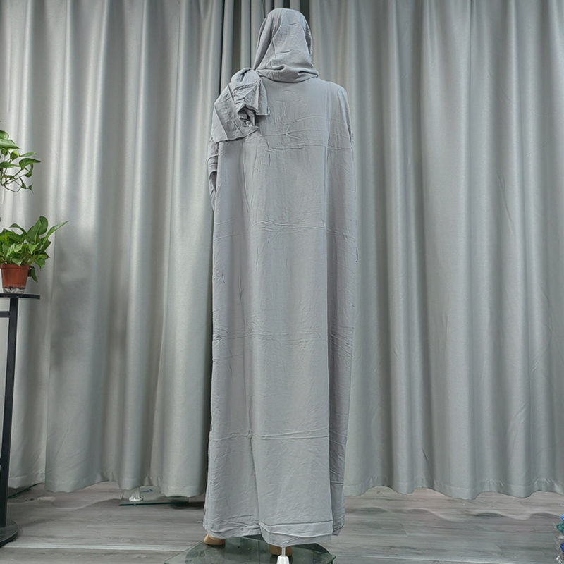 The latest and best-selling Muslim solid-color fashion long dress, elegant women's scarf style, hooded pure cotton one-piece long dress, long robe, dignified prayer robe, ethnic style Application Scenario