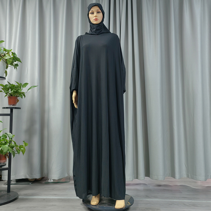 New fashionable and best-selling women's large-sized Muslim hooded robe printed solid color Middle Eastern European and American long dress hooded Specification image