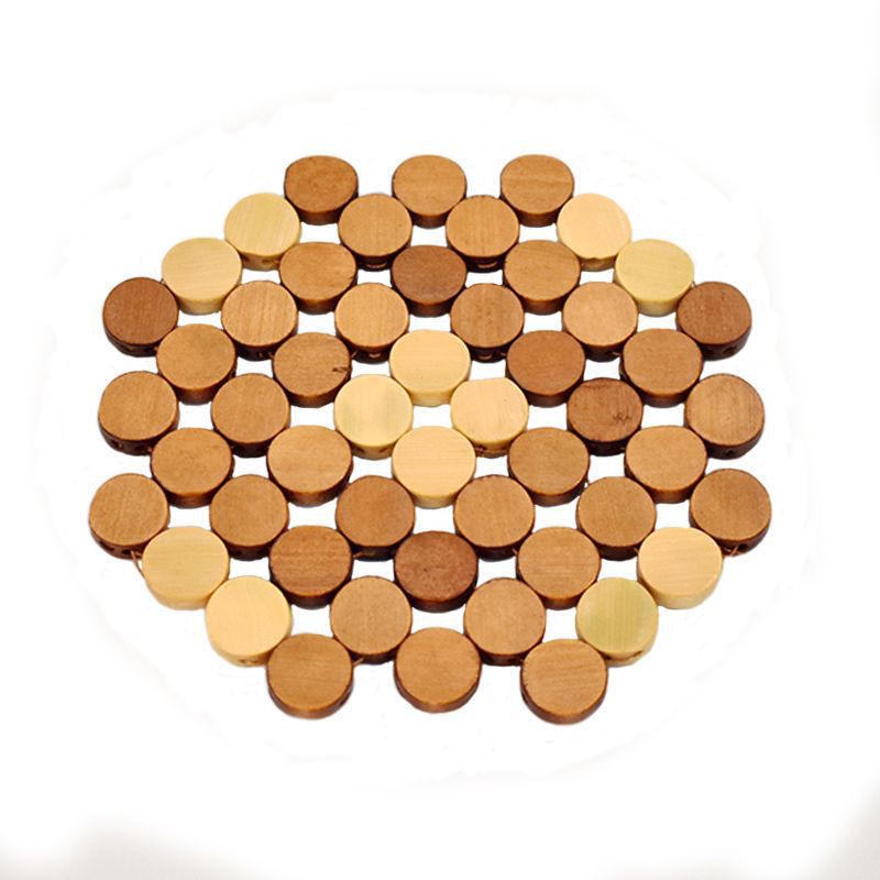 Jiehao Factory direct sales of small-sized coasters, household bowl MATS, bamboo heat insulation pads, thickened hollowed-out bamboo placemats, and anti-slip table MATS details Picture