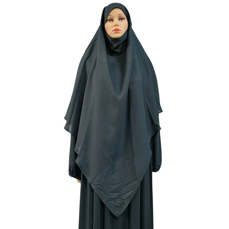 1+2 High-quality chiffon women's Muslim fashion prayer headscarf in the Yangtze River Delta, ethnic style, high-quality fabric headscarf, full color series, uniform size Item Picture