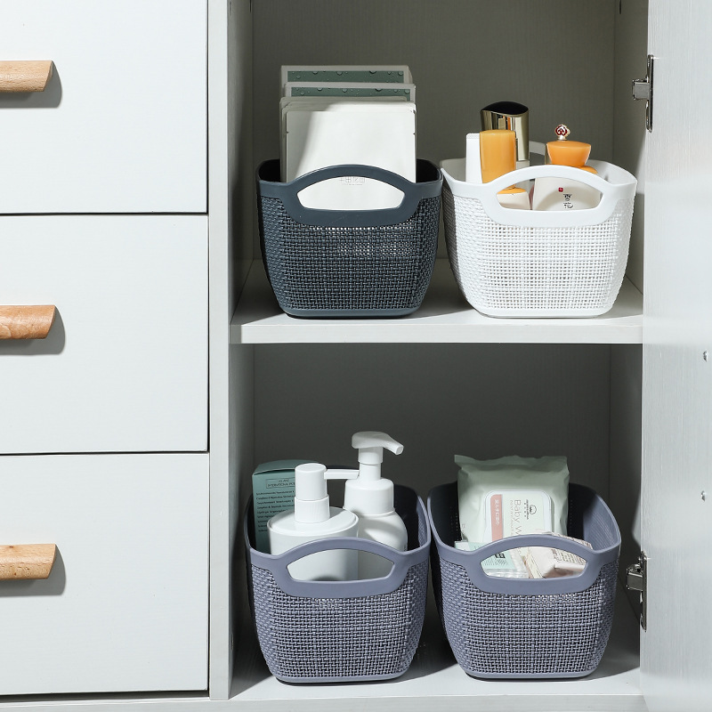 Hollow hand-held storage basket, plastic PP desktop organization and storage basket, kindergarten document storage basket Specification image