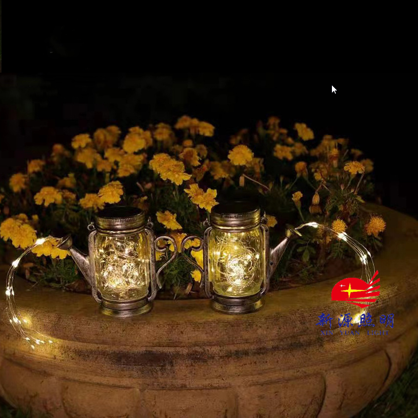 Solar mason jar kettle light waterproof solar kettle flowlight puede colgar y enchufarse en el suelo