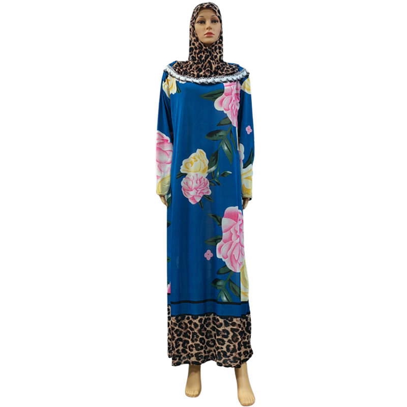 Factory wholesale best-selling lace long hooded print plus-size women's fashionable and trendy daily ethnic style long robe dress with lace long group hooded long style