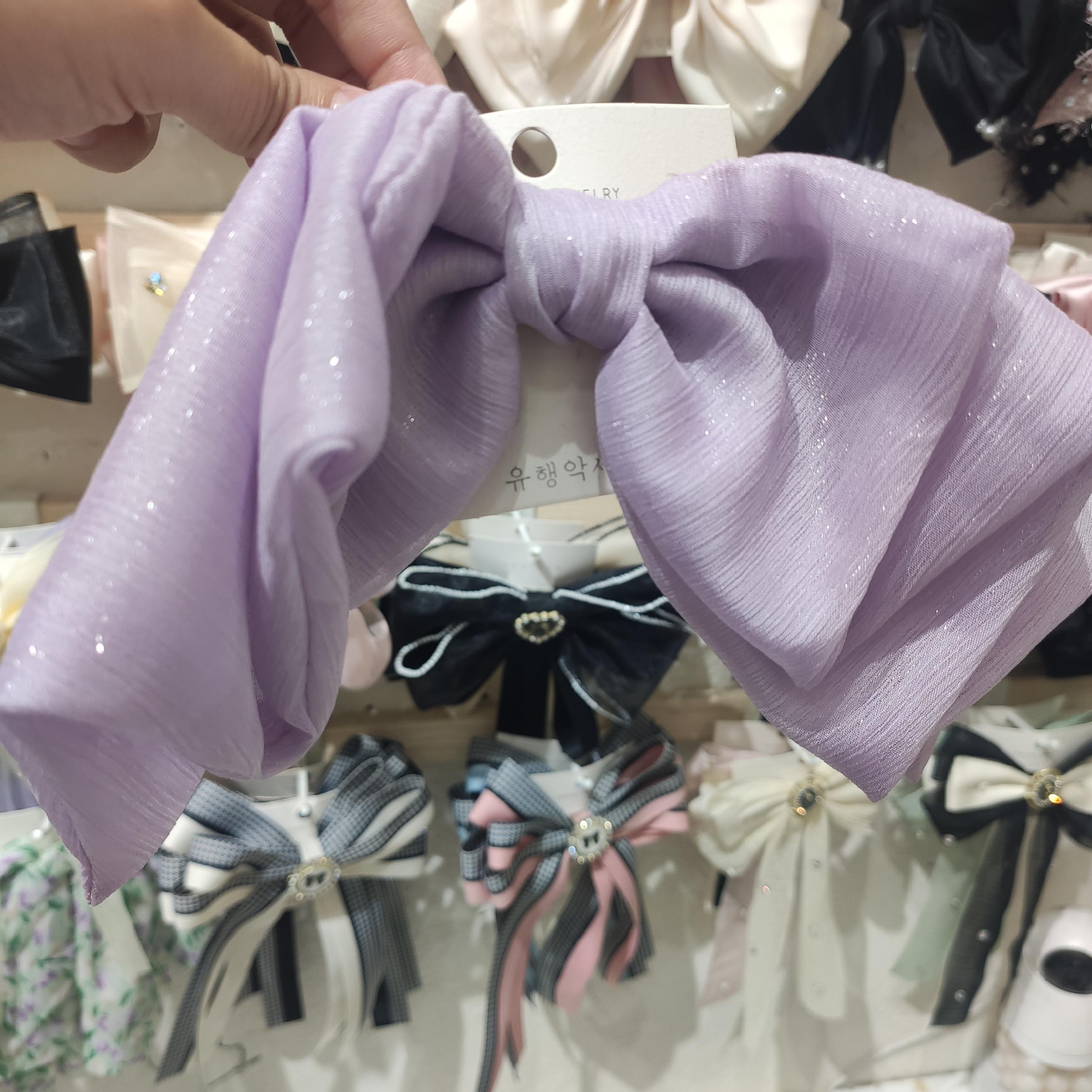 Real Shot Double Layer Purple Pendant Bow Hair Clip Spring Clip Hair Accessories Headdress Accessories details Picture