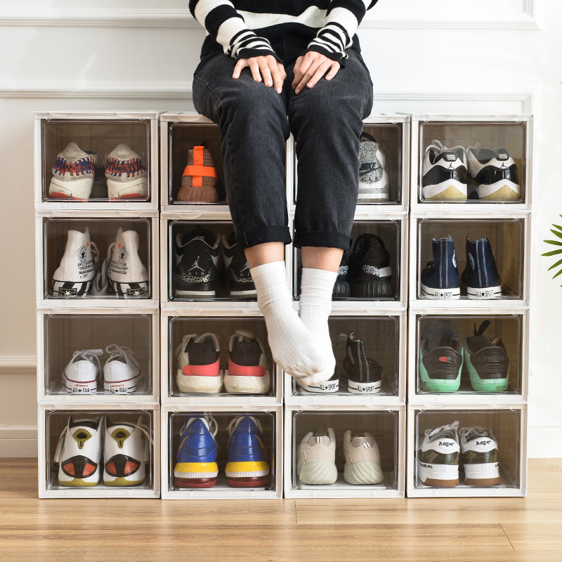 Transparent Shoe Box Drawer Type Shoe Cabinet Dustproof Simple Plastic Shoe Storage Box Household Shoe Storage Device Saves Space details Picture