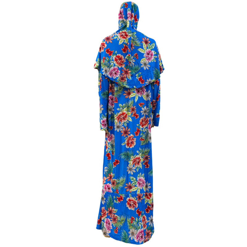 New fashionable and best-selling women's Muslim headscarf robe two-piece set, printed European and American slim-fit one-piece dress, small floral wish