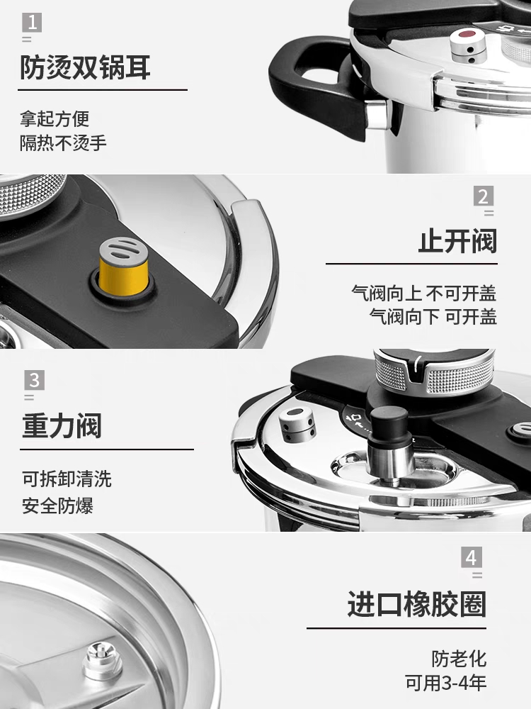 Steim explosion-proof pressure cooker, household gas induction cooker, universal 304 stainless steel pressure cooker Application Scenario
