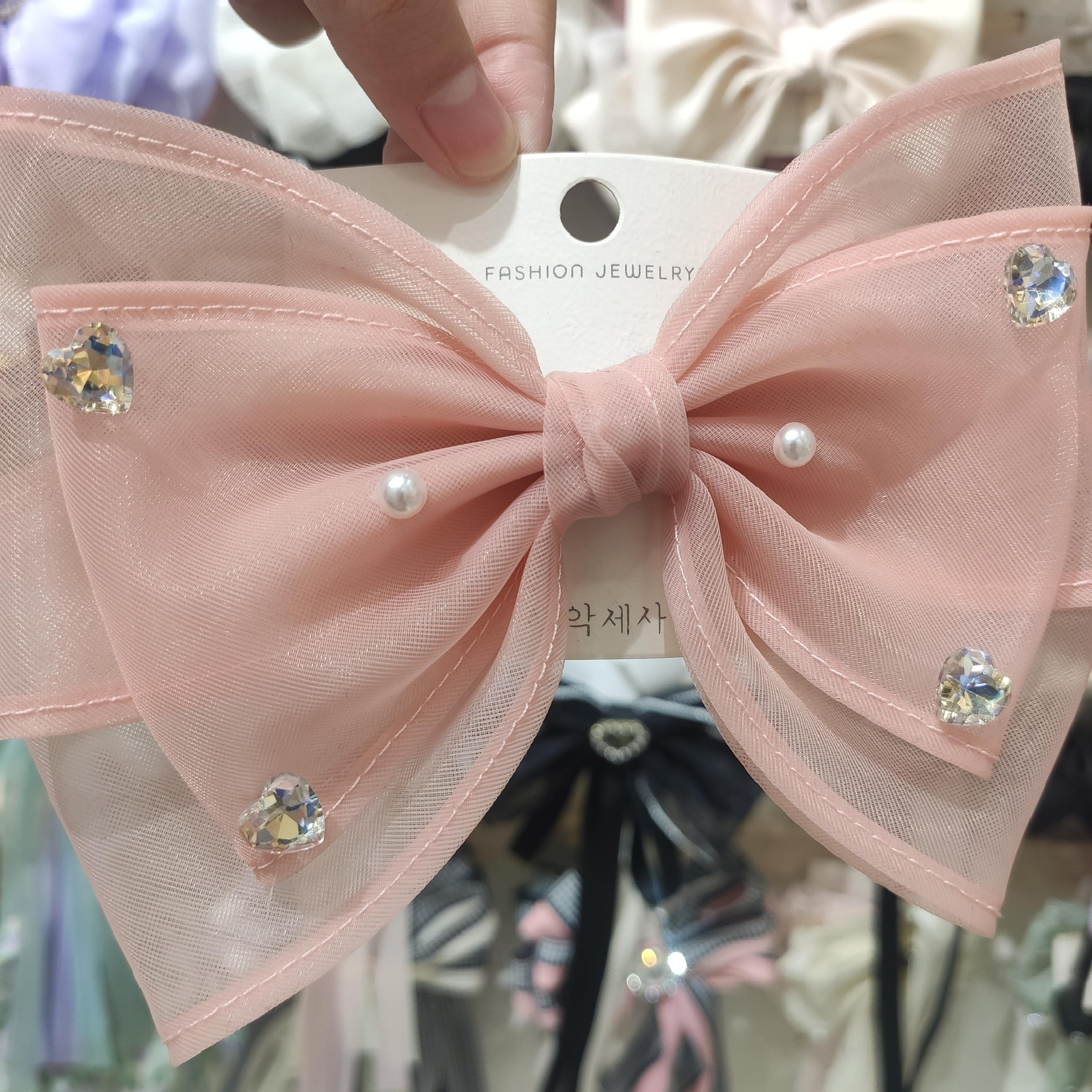 Real Pink Yarn Bow Broken Diamond Embellishment Version Stiff Without Deformation