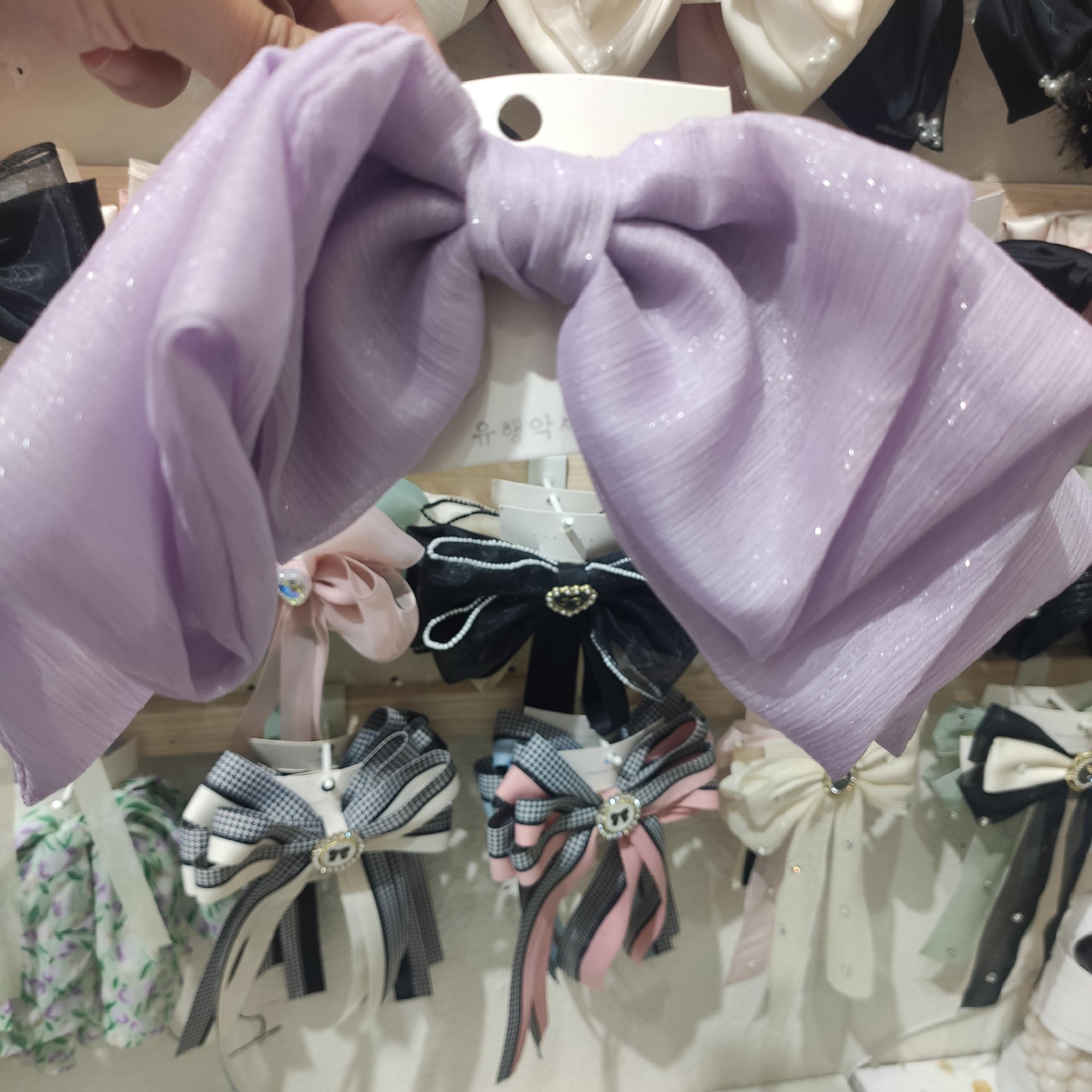 Real Shot Double Layer Purple Pendant Bow Hair Clip Spring Clip Hair Accessories Headdress Accessories Application Scenario