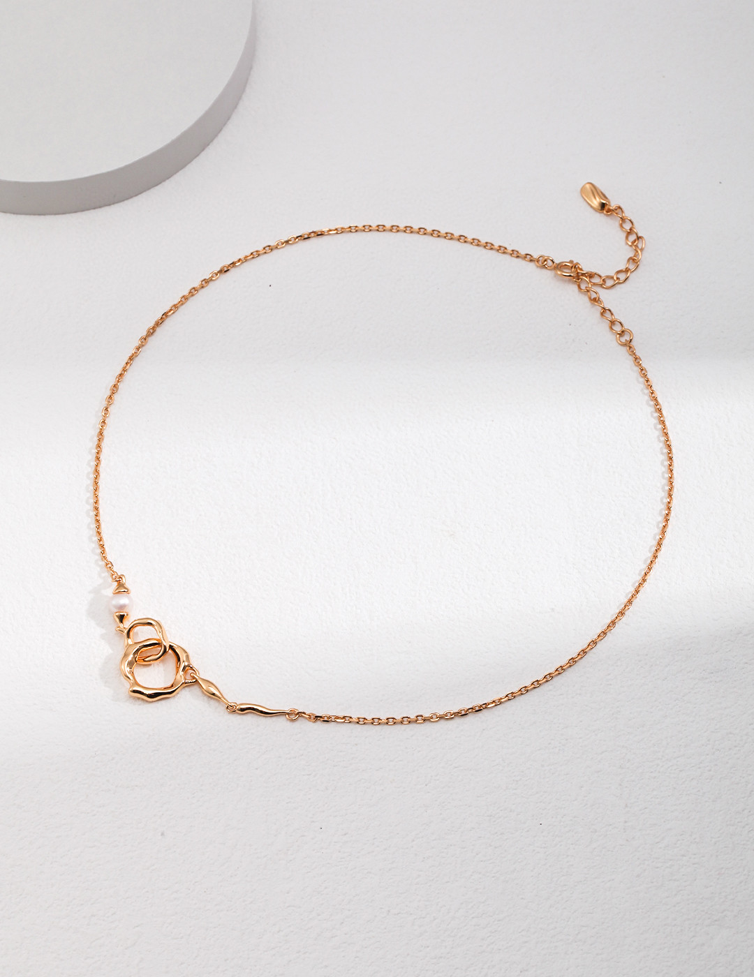 本夕银饰 s925银项链 简约经典双环设计师项链图