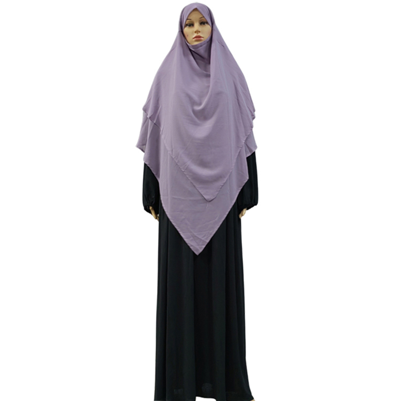 New cross-border factory direct sales Muslim solid-color chiffon headscarf, front two and back two long, fashionable European and American new multi-color women's headscarf, high-quality chiffon Item Picture