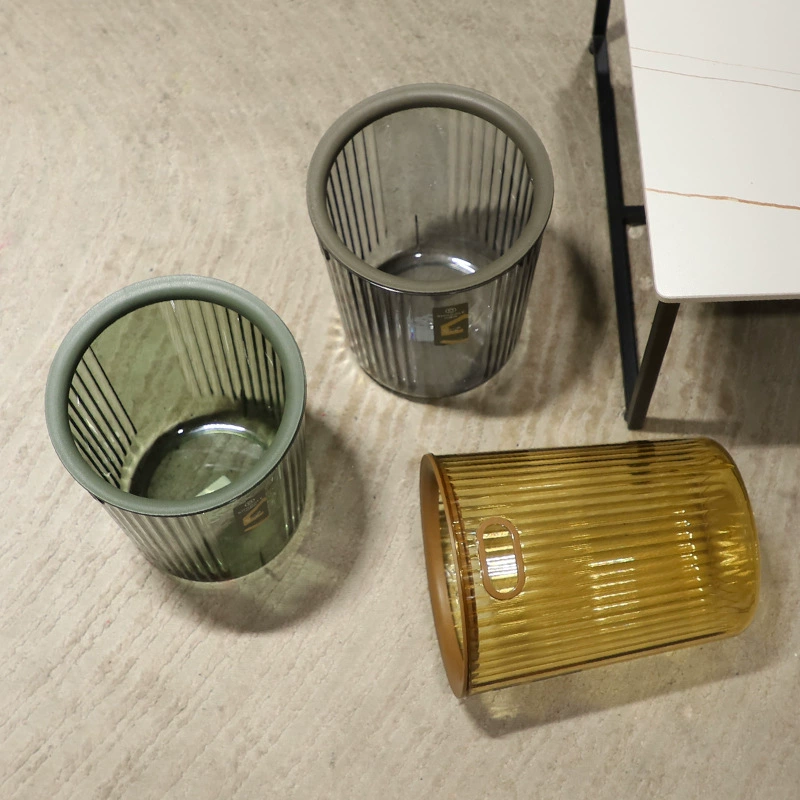 X111-2739 Light luxury transparent detachable built-in pressure ring trash can, simple style trash can and paper basket storage Specification image