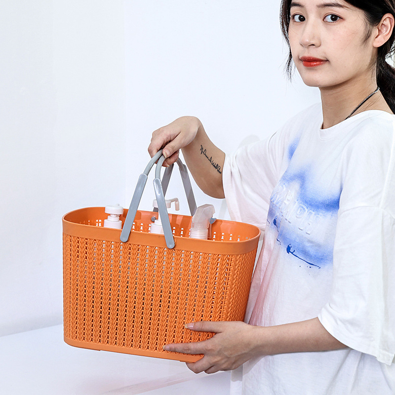 Simple Plastic Portable Shopping Basket Kitchen Vegetable Basket Portable details Picture