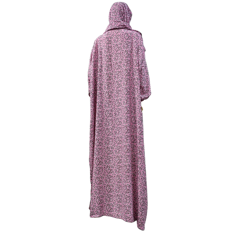 Cross-border printed hooded scarf elegant women's dress with small floral prints, high-quality pure cotton long robe dress, pure cotton hot sale, factory direct sales Item Picture