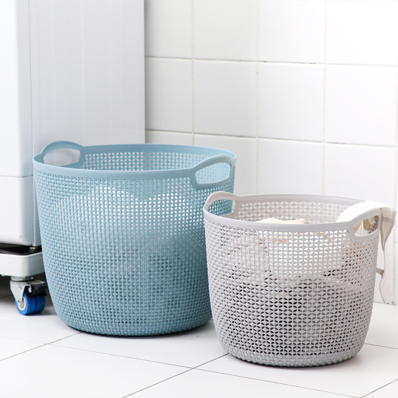 Japanese Hollow Imitation Pearl Curtain Storage Basket Portable Bedroom Children's Toys Dirty Clothes Basket Soft Bathroom Round Storage Basket