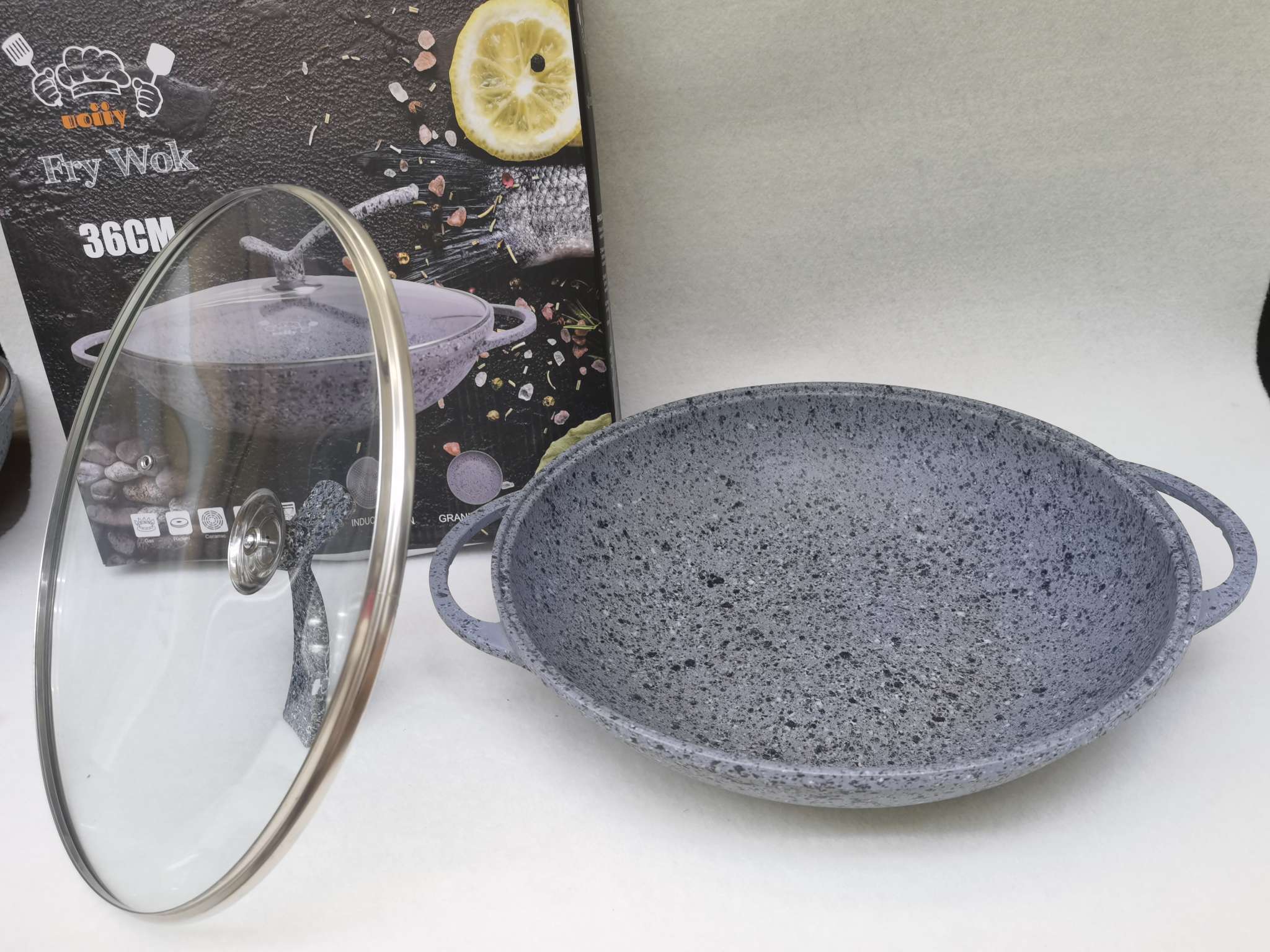 uoiiy wok double handle stone granite 花岗岩不粘炒锅详情图3