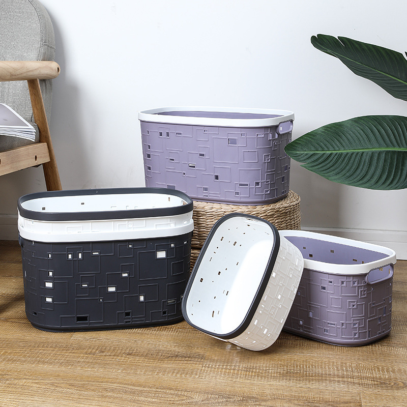 Laminated Storage Basket Plastic Small Lattice Irregular Pattern Storage Basket Kitchen Hand-Held Debris Basket