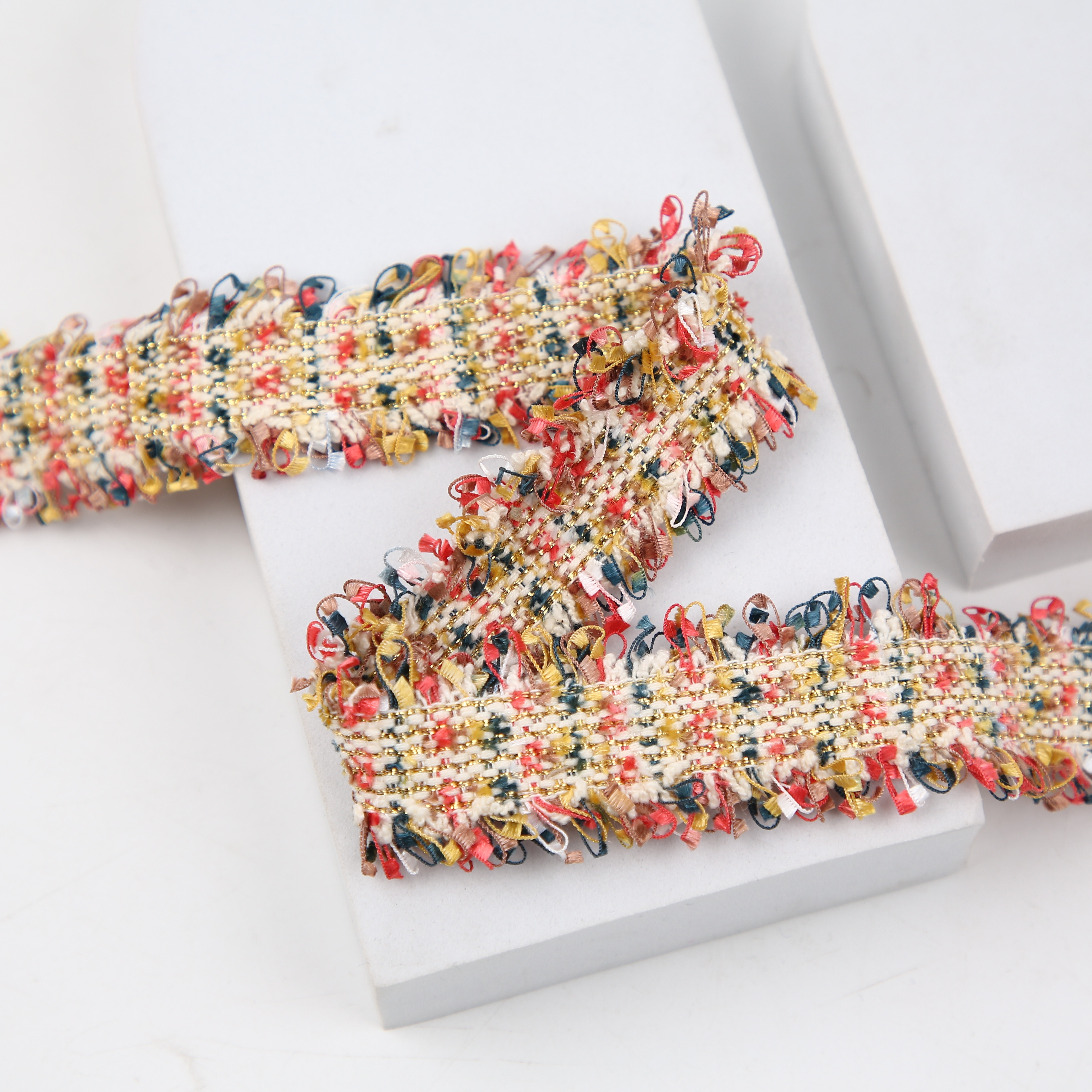 3Cm Wide Korean Small Incense Brush Collar Lace Shoe Material Gold Wire Row Whisker Tassel Webbing Specification drawing