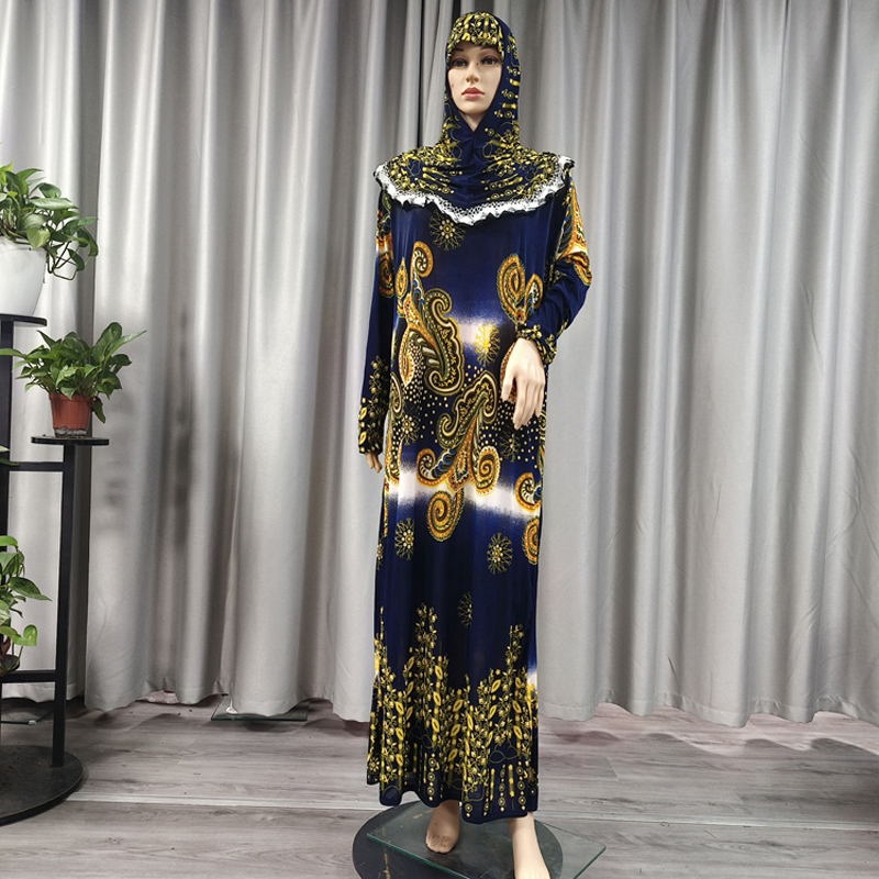 Factory wholesale of best-selling lace long hooded printed plus-size women's fashionable and trendy daily ethnic style long robe dresses and long skirts Specification image