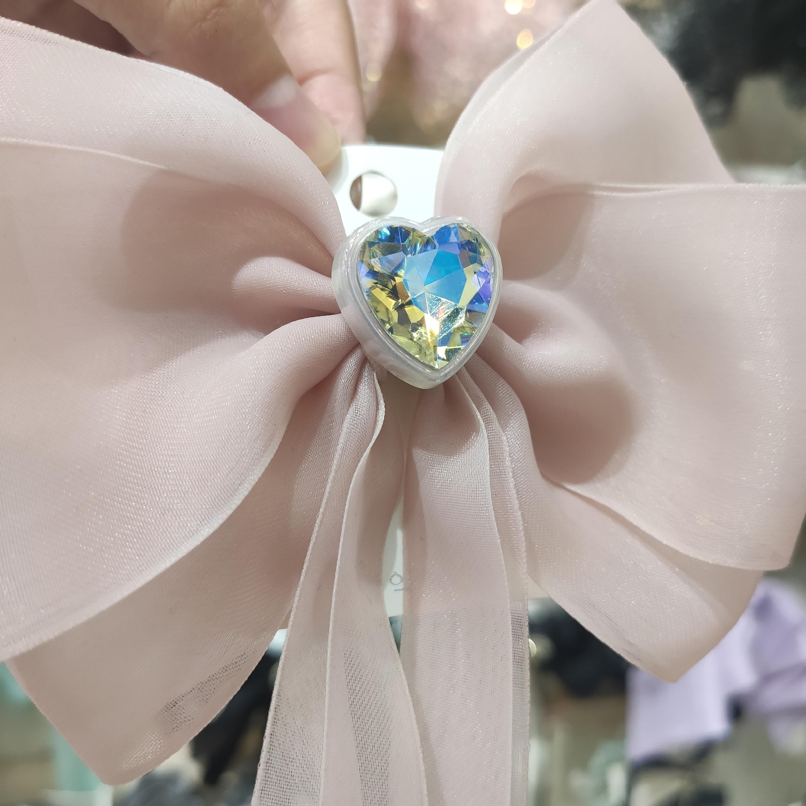 共四色！实拍爱心钻粉色飘带蝴蝶结发夹弹簧夹发卡发饰头饰饰品                               