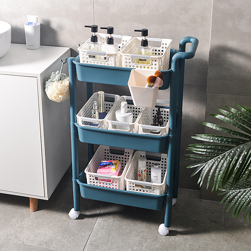 Trolley Storage Shelf Can Be Combined Hanging Storage And Arrangement Shelf Plastic Laminated Large Shelf With Pulley details Picture