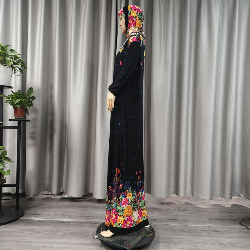 Factory wholesale of best-selling lace long hooded printed plus-size women's fashionable and trendy daily ethnic style long robe dresses and long skirts details Picture