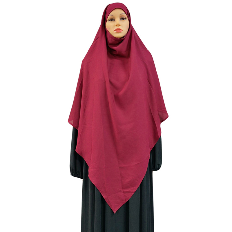 The 1+2 high-quality chiffon women's Muslim fashion prayer headscarf with ethnic style, made of high-quality fabric, is selling well in all sizes