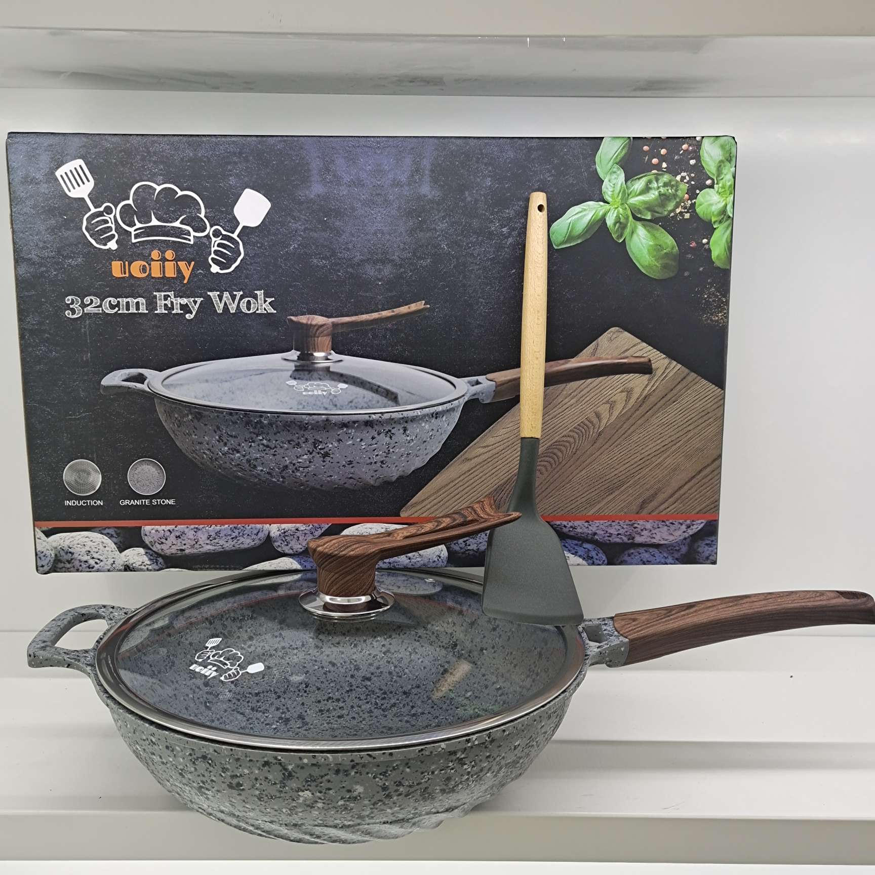uoiiy wok stone granite non-stick wok details Picture