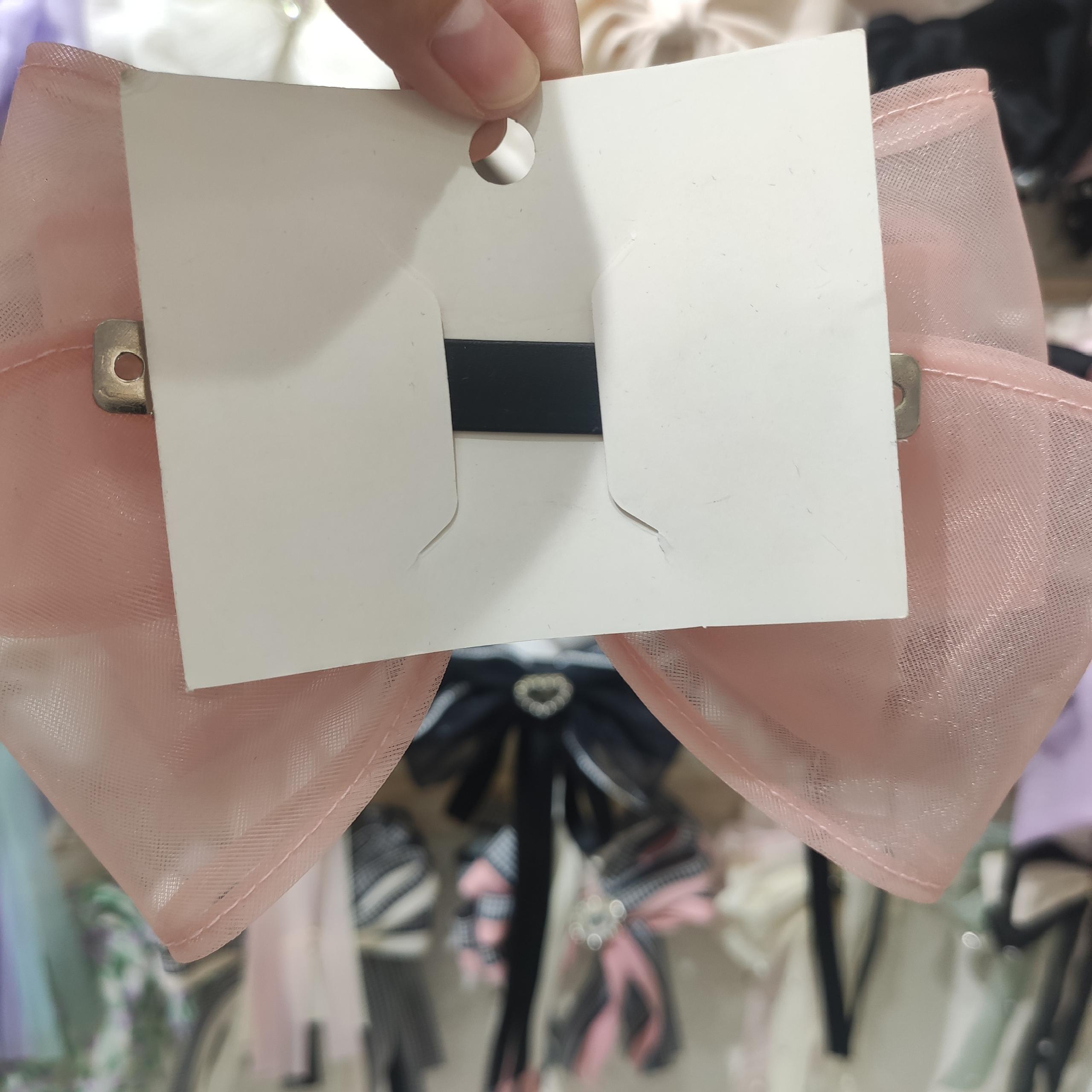 Real Pink Yarn Bow Broken Diamond Embellishment Version Stiff Without Deformation Specification drawing