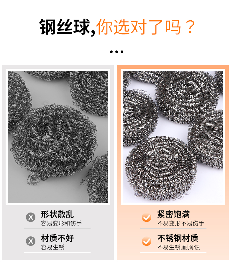 钢丝球清洁球不锈钢锅刷厨房清洁家用洗碗厂家网店外贸货源批发详情5