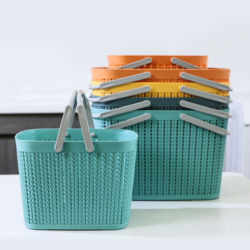 Simple Plastic Portable Shopping Basket Kitchen Vegetable Basket Portable Application Scenario
