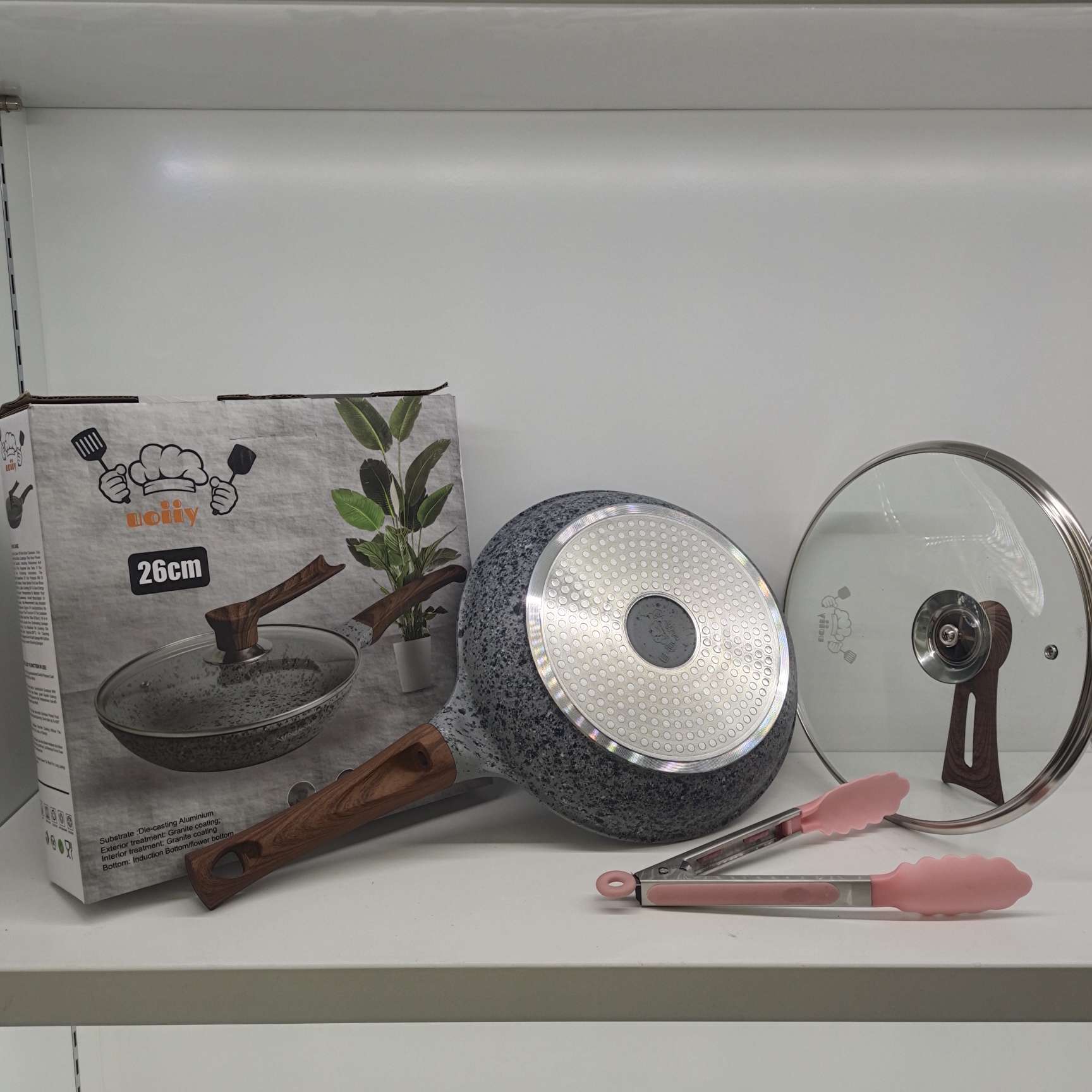 uoiiy fry pan stone granite granite pan with lid, non-stick stone pan details Picture