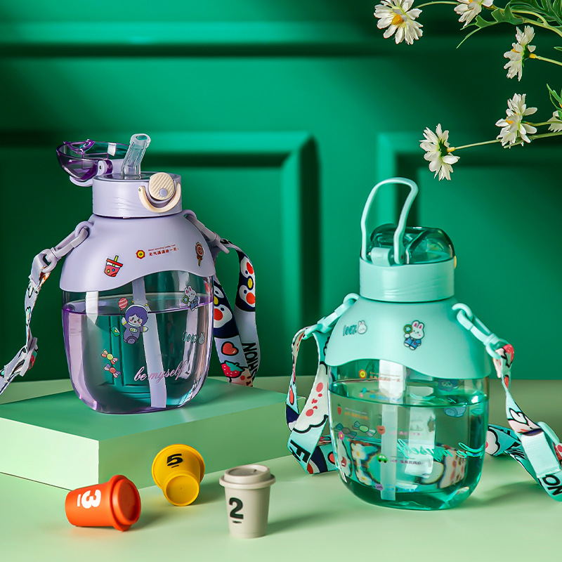 Potbelly Cup Summer Water Cup Large Capacity High Temperature Resistant Female Plastic Tea Cup Female Student Kettle Portable Sports Specification drawing