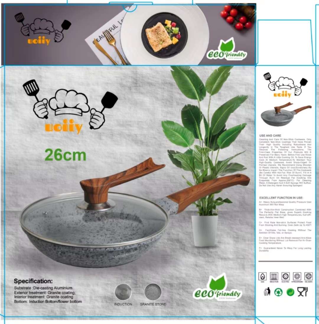 uoiiy fry pan stone granite granite pan with lid, non-stick stone pan Specification image