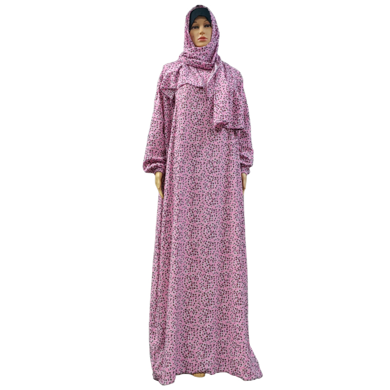 Cross-border factory direct sales, elegant women's dress with printed hooded scarves, printed small floral patterns, high-quality pure cotton long robe, hooded lady's elegant robe