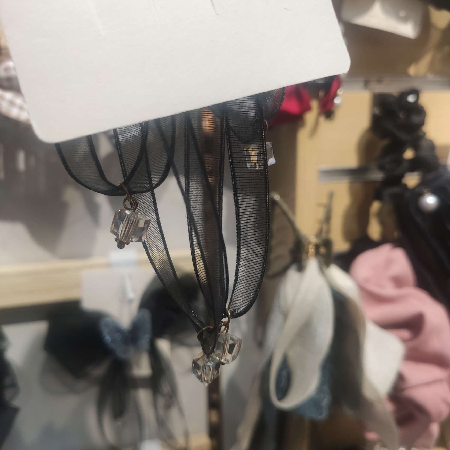 Real Teal Woven Butterfly Crystal Pendant Streamer Double Mesh Bow Spring Clip Hairpin Hair Accessories Headpiece Accessories details Picture