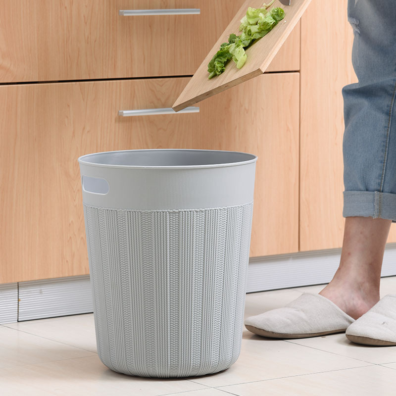 Garbage Sorting Kitchen Trash Can Round Plastic Sweater Pattern Hand Held Trash Bucket Paper Scraps Storage Bucket details Picture