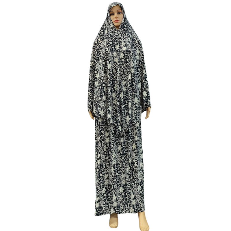 This is a new cross-border bestseller in European and American fashion. It features a two-piece long dress with a large dock scarf, a women's prayer robe, a casual and daily ethnic-style long robe, and a trendy floral pattern