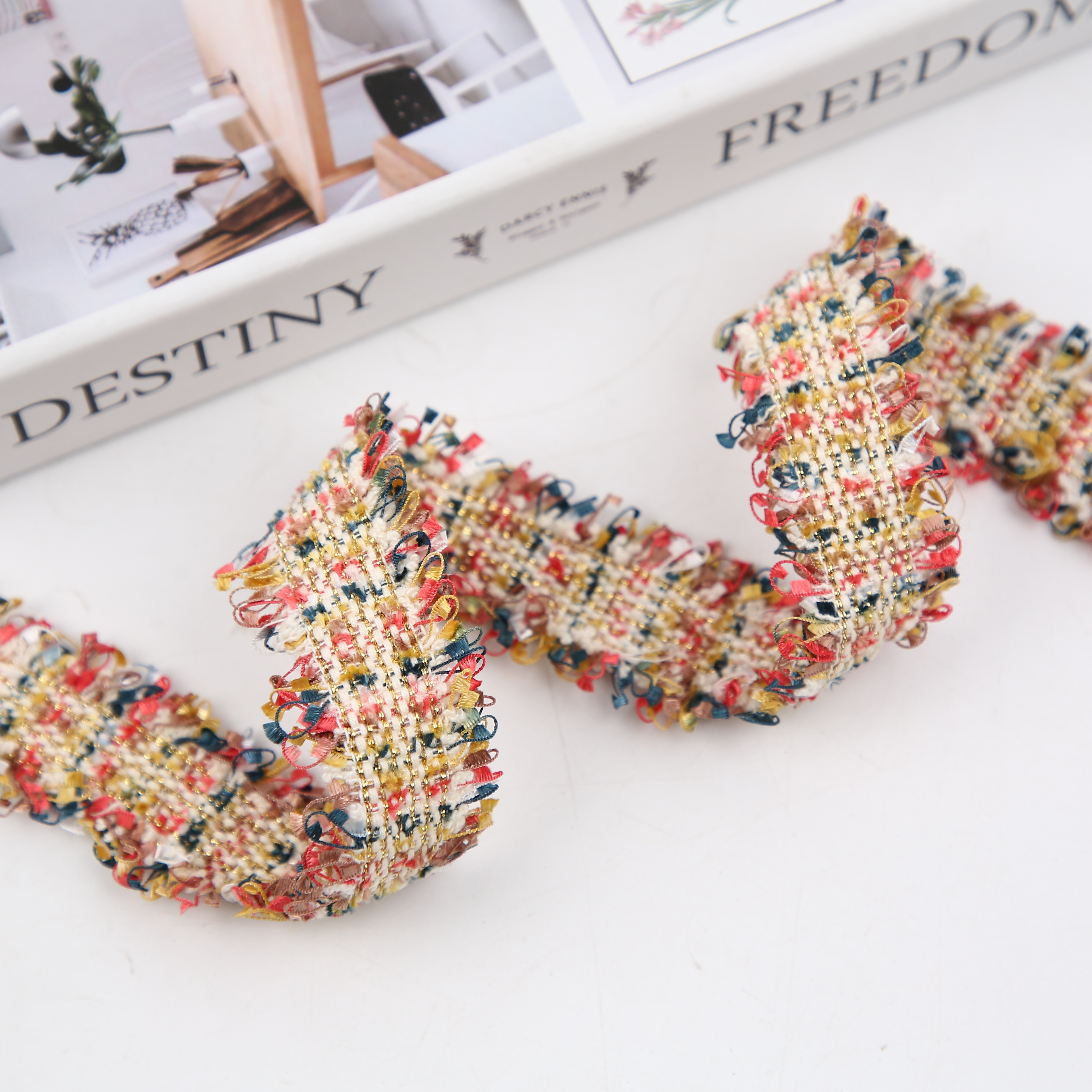 3Cm Wide Korean Small Incense Brush Collar Lace Shoe Material Gold Wire Row Whisker Tassel Webbing details Picture
