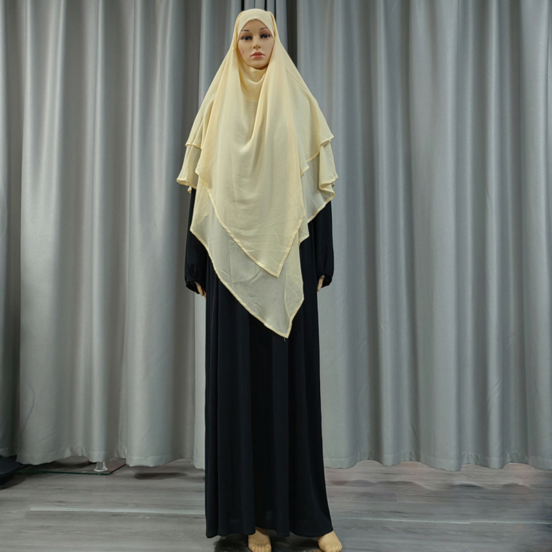 New cross-border factory direct sales Muslim solid-color chiffon headscarf, front two and back two long, fashionable European and American new multi-color women's headscarf, high-quality chiffon Application Scenario