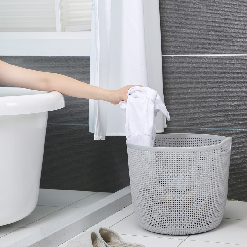 Japanese Hollow Imitation Pearl Curtain Storage Basket Portable Bedroom Children's Toys Dirty Clothes Basket Soft Bathroom Round Storage Basket Item Picture