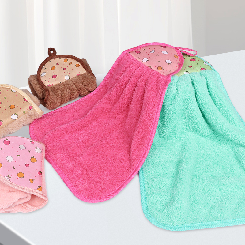 Coral velvet kitchen hanging hand towel Non-oil dish towel Bathroom toilet clean super absorbent towel Item Picture