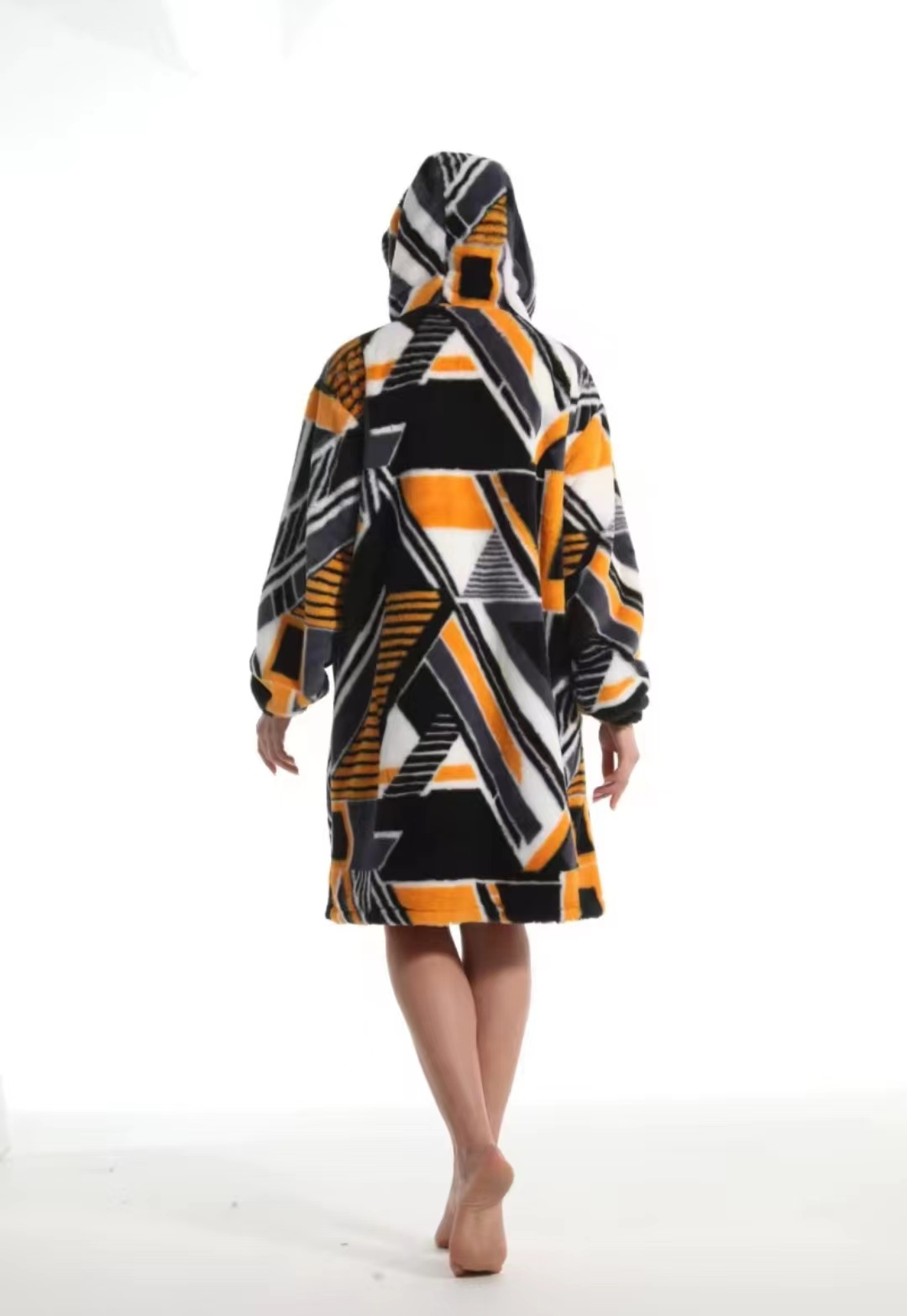 Cross-border new autumn and winter pajamas, oversized loose, adult extended printed hooded sweatshirt, home wear, outdoor detail image 11