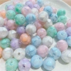 DIY heart-shaped round beads 16mm acrylic beads, fine flash mobile phone chain accessories, jewelry accessories, scattered beads, seven-color heart, childlike fun, straight hole string beads details Picture